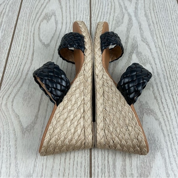 Andre Assous Aria Woven Double Banded Espadrille Wedge Sandal 40 Black $170 - Picture 4 of 7